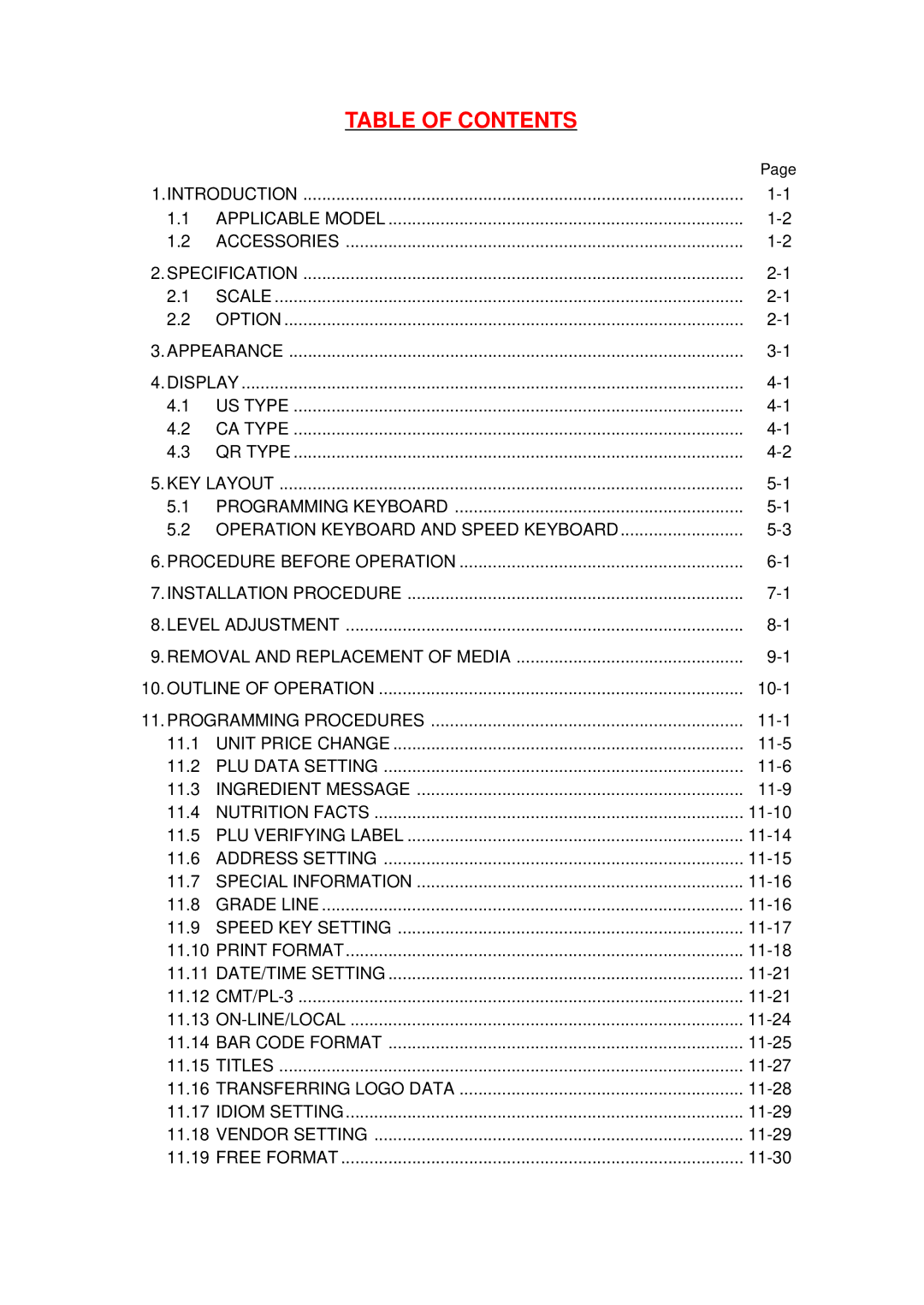 Toshiba EM1-31074EE, SL-9000-ESB SERIES owner manual Table of Contents 