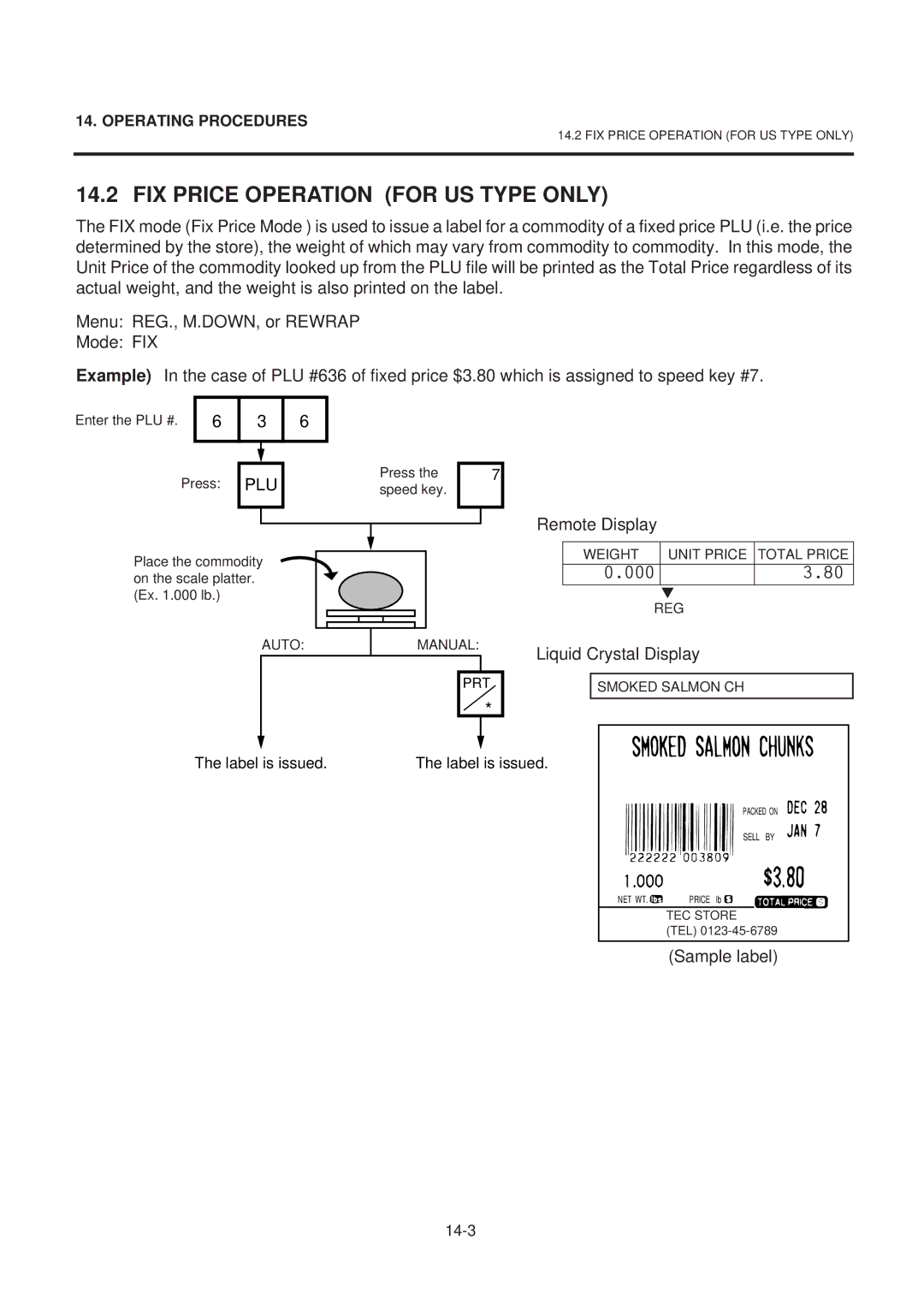 Toshiba EM1-31071GE, SL-9000-LSB SERIES owner manual FIX Price Operation for US Type only 