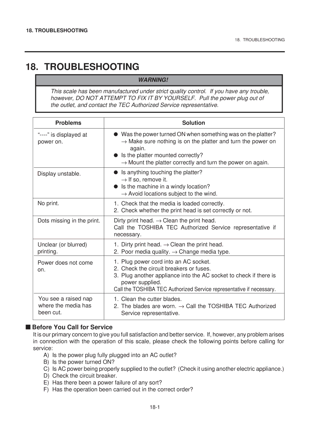 Toshiba SL-9000-LSB SERIES, EM1-31071GE owner manual Troubleshooting, Before You Call for Service 