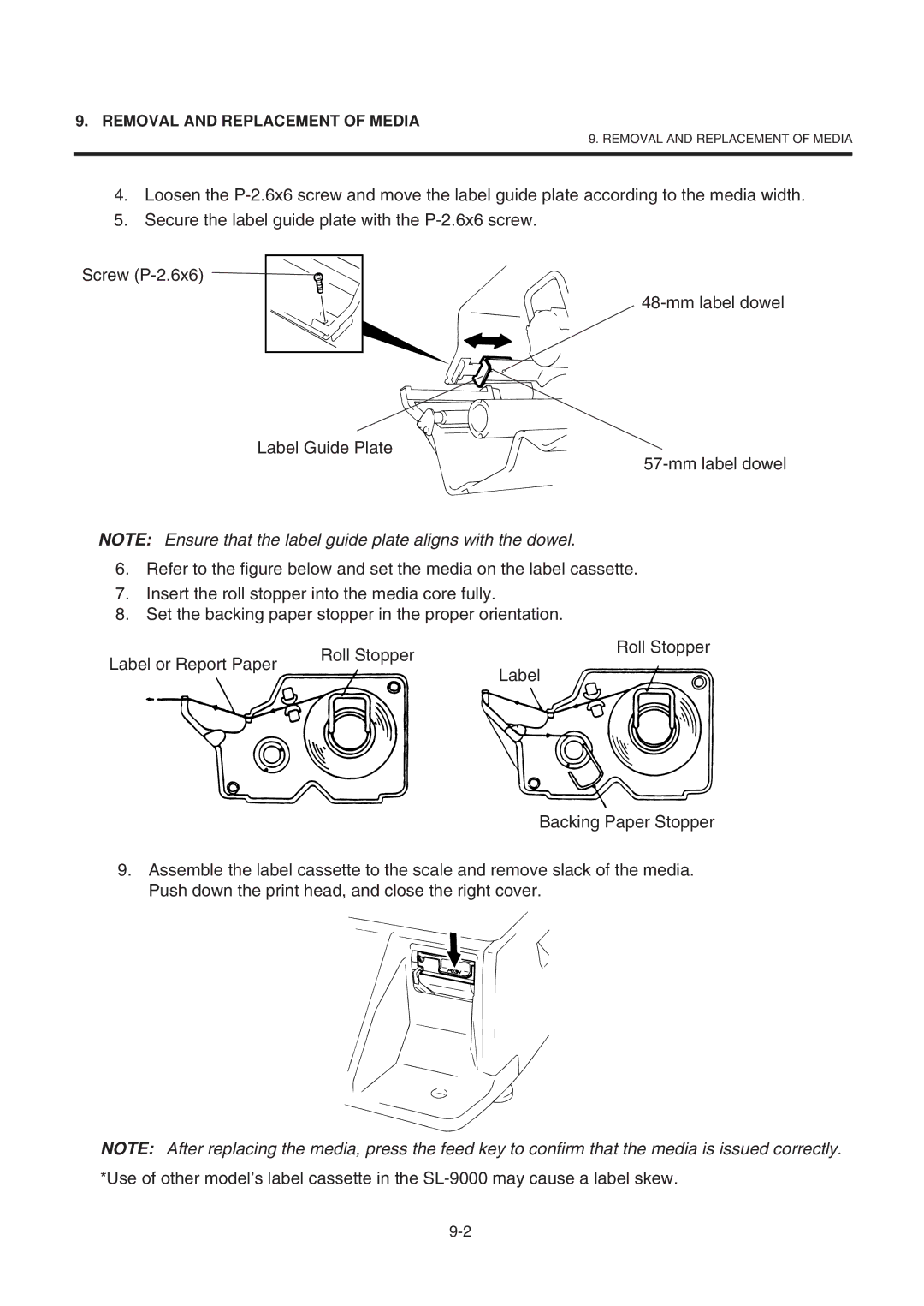 Toshiba SL-9000-LSB owner manual Removal and Replacement of Media 