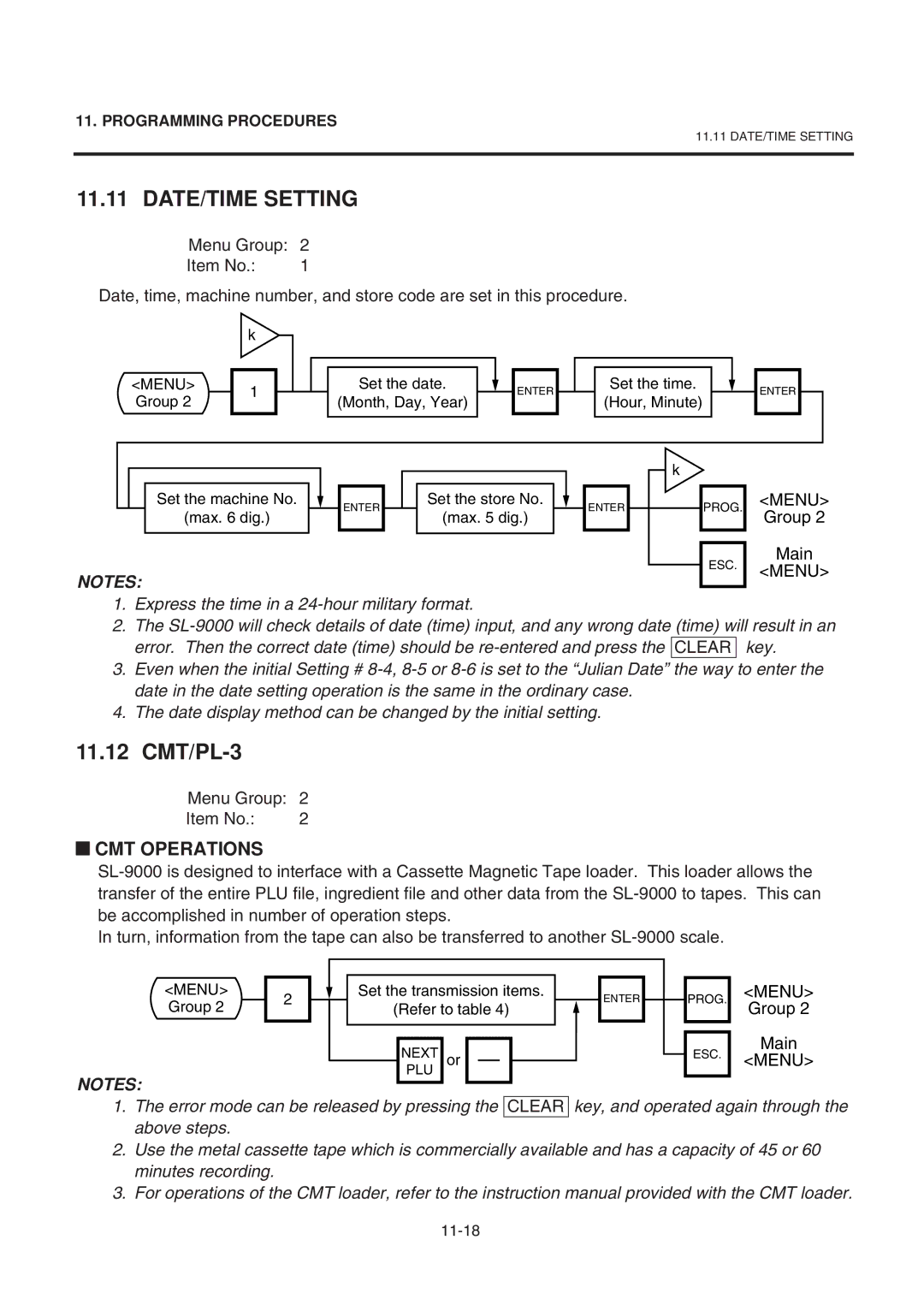 Toshiba SL-9000-LSB owner manual DATE/TIME Setting, 11.12 CMT/PL-3 