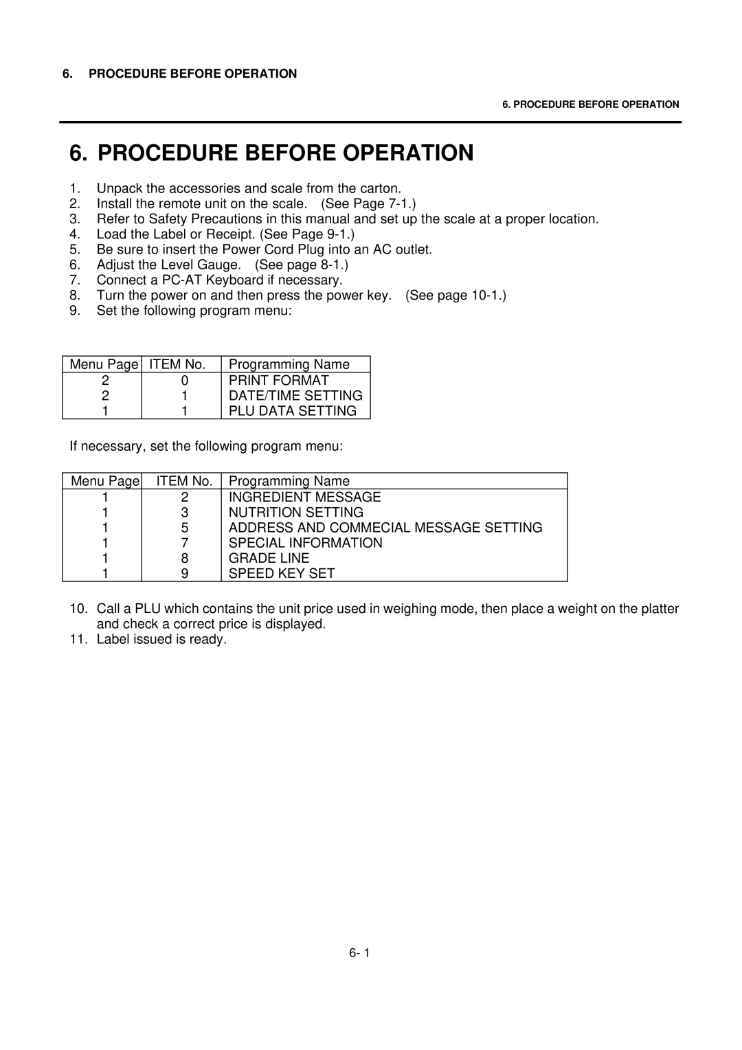 Toshiba SL-9000 owner manual Procedure Before Operation, Speed KEY SET 