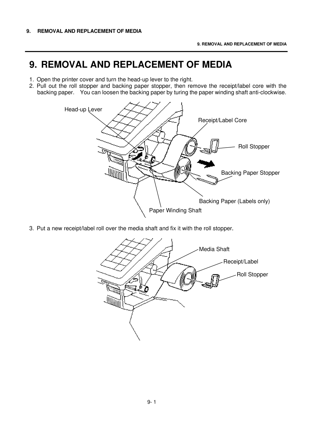 Toshiba SL-9000 owner manual Removal and Replacement of Media 