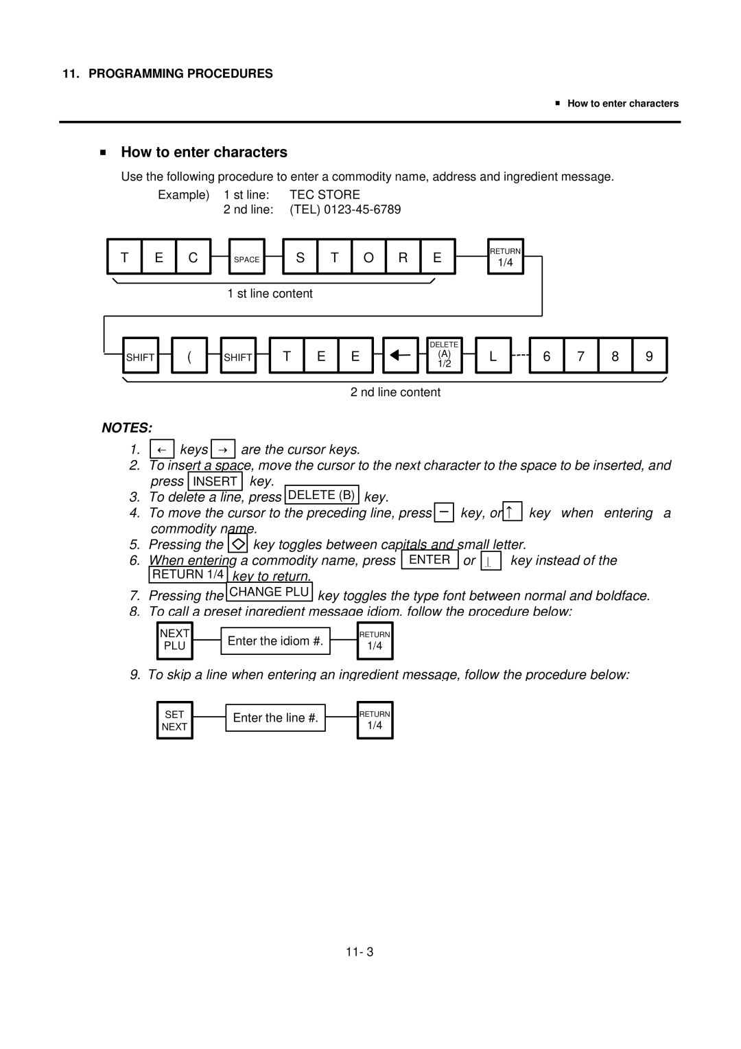 Toshiba SL-9000 owner manual How to enter characters, TEC Store 