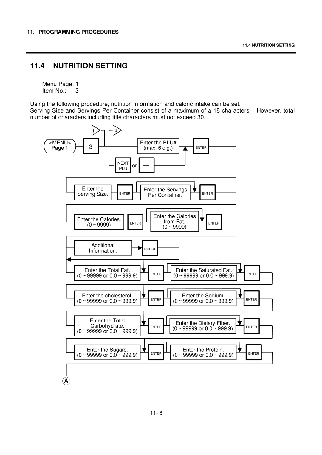 Toshiba SL-9000 owner manual Nutrition Setting 