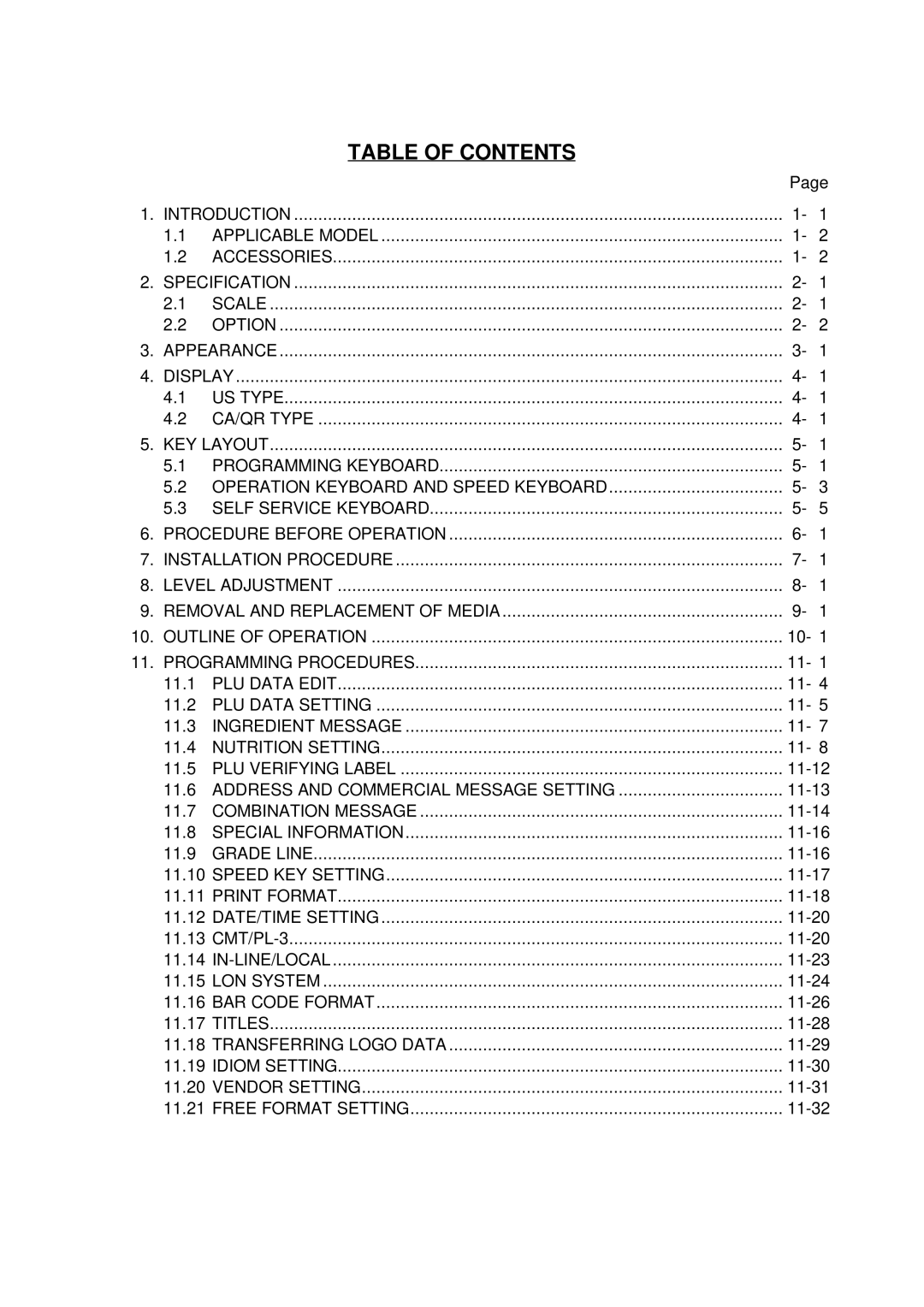 Toshiba SL-9000 owner manual Table of Contents 