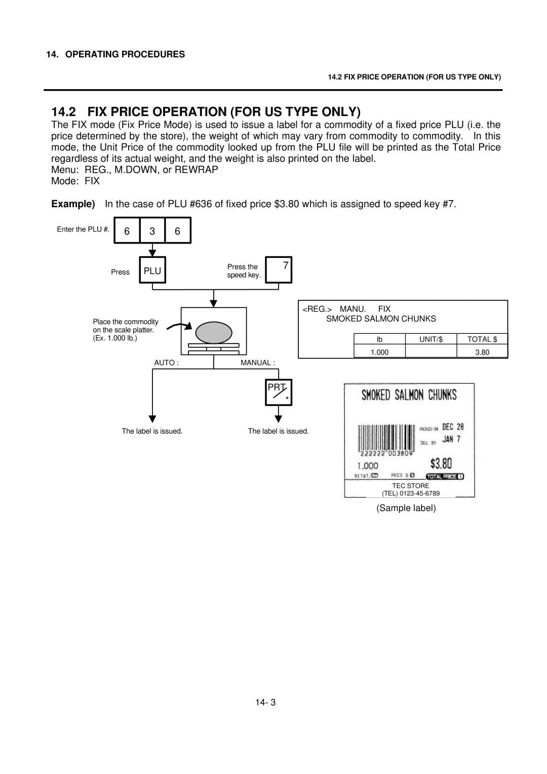 Toshiba SL-9000 owner manual FIX Price Operation for US Type only, Plu 