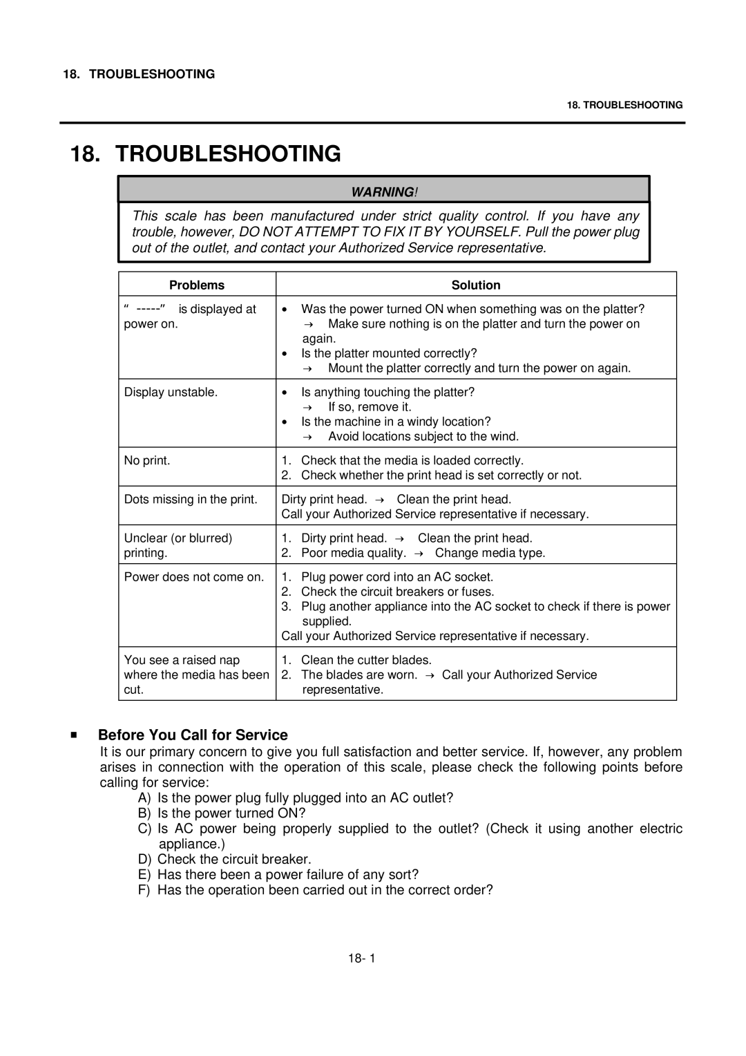 Toshiba SL-9000 owner manual Troubleshooting, Before You Call for Service 