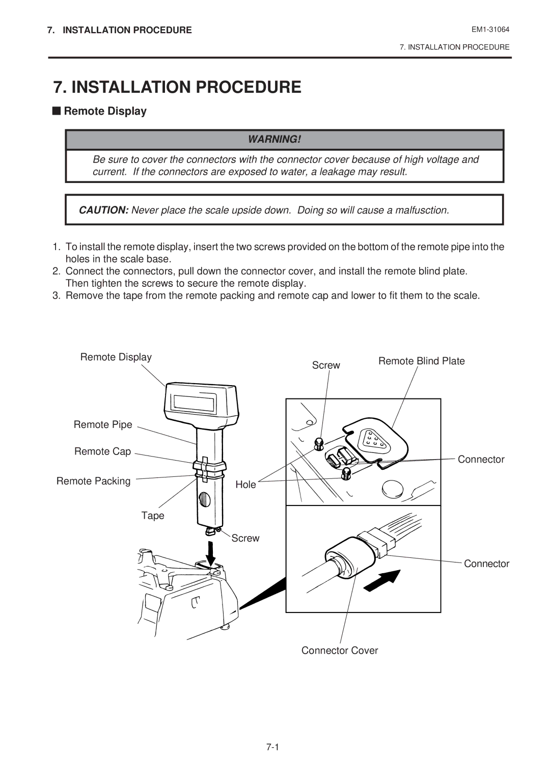 Toshiba SL-9000-FFB, SL-9000N-FFB, EM1-31064JE owner manual Installation Procedure, Remote Display 