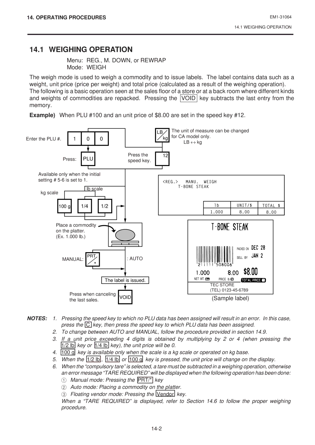 Toshiba SL-9000N-FFB, SL-9000-FFB, EM1-31064JE owner manual Weighing Operation, Sample label 