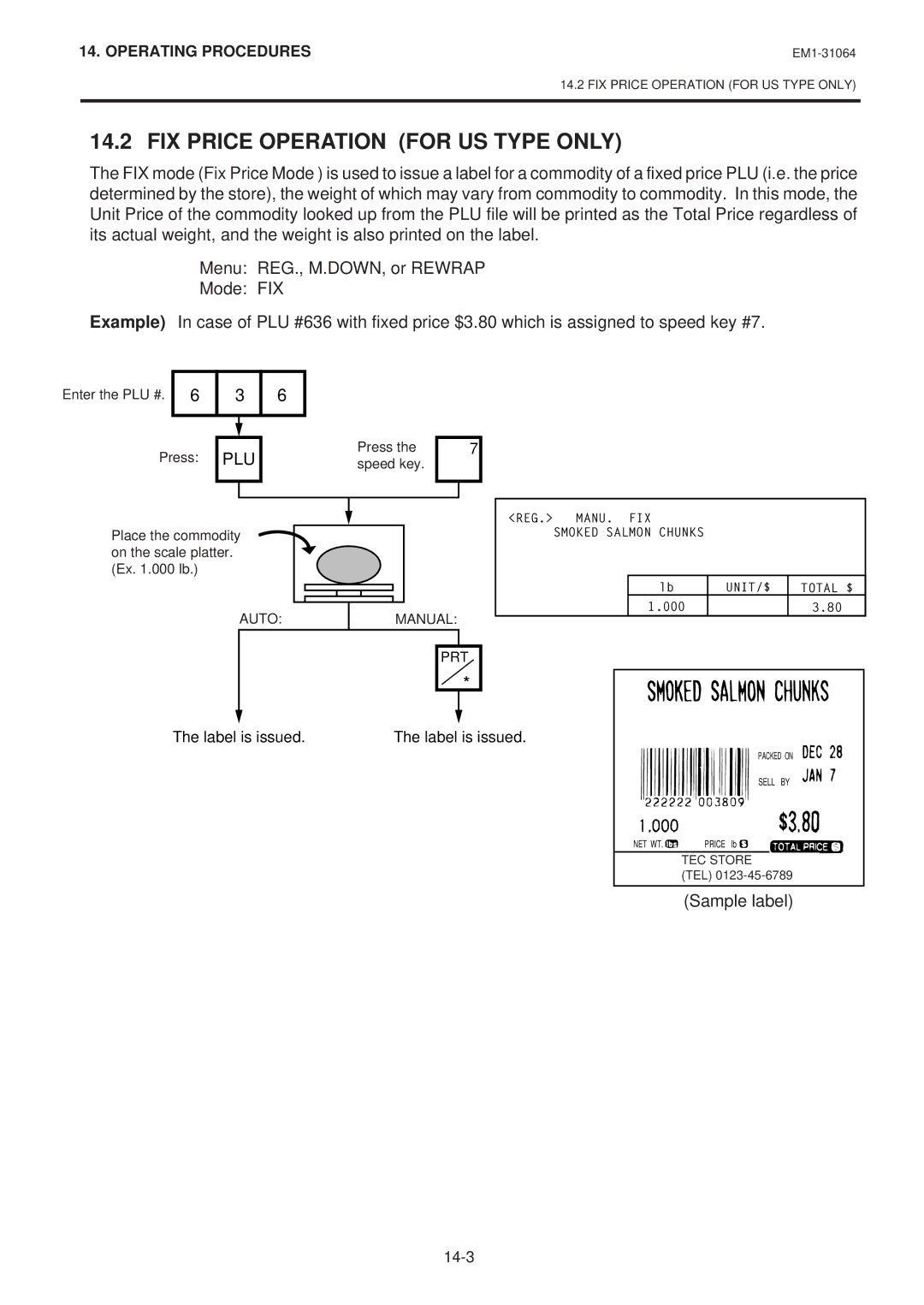 Toshiba SL-9000N-FFB, SL-9000-FFB, EM1-31064JE owner manual FIX Price Operation for US Type only, Plu 