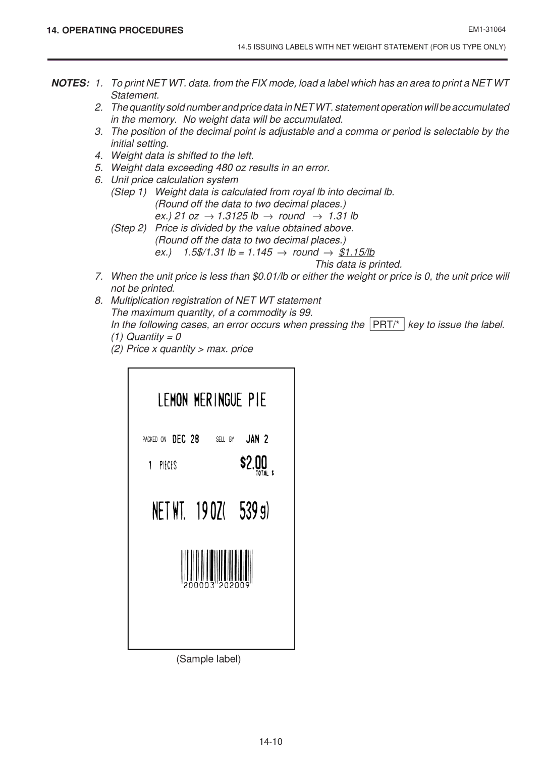 Toshiba SL-9000N-FFB, SL-9000-FFB, EM1-31064JE owner manual 14-10 