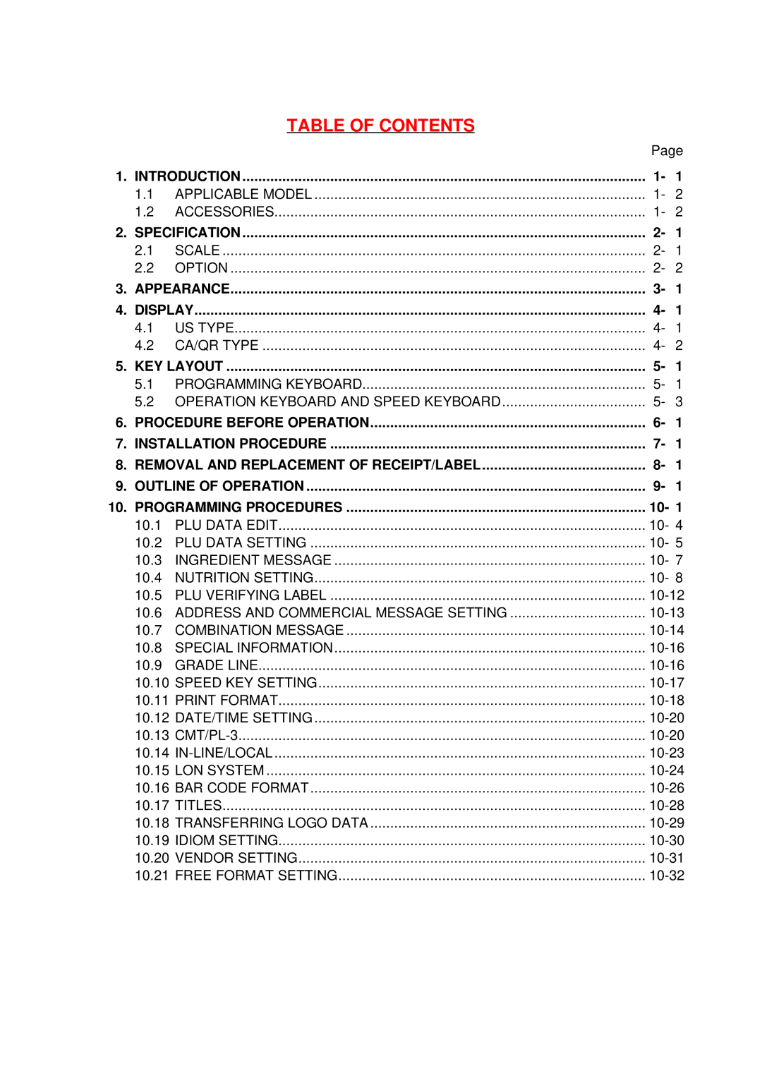 Toshiba SL-9000-FFH-US, SL-9000N-FFH-CA, SL-9000N-FFH-US, SL-9000N-FFH-QR, SL-9000-FFH-QR, EM1-31076 Table of Contents 