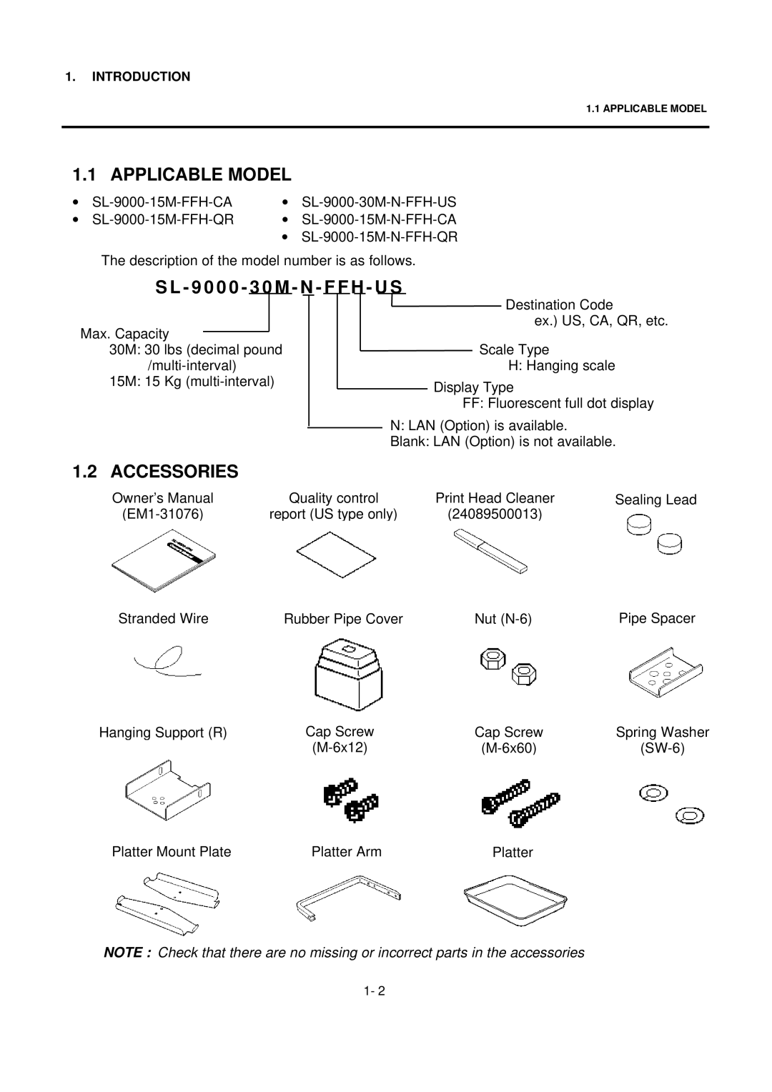 Toshiba EM1-31076EE, SL-9000N-FFH-CA, SL-9000N-FFH-US, SL-9000N-FFH-QR, SL-9000-FFH-US Applicable Model, Accessories, 9 0 0 