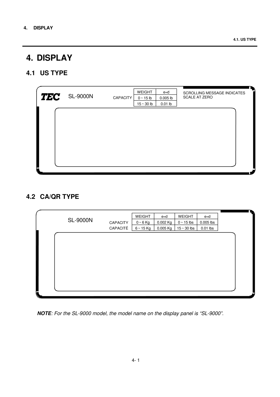 Toshiba SL-9000-FFR-US, SL-9000N-FFR-QR, SL-9000N-FFR-CA, SL-9000-FFR-QR, SL-9000N-FFR-US Display, US Type, CA/QR Type 