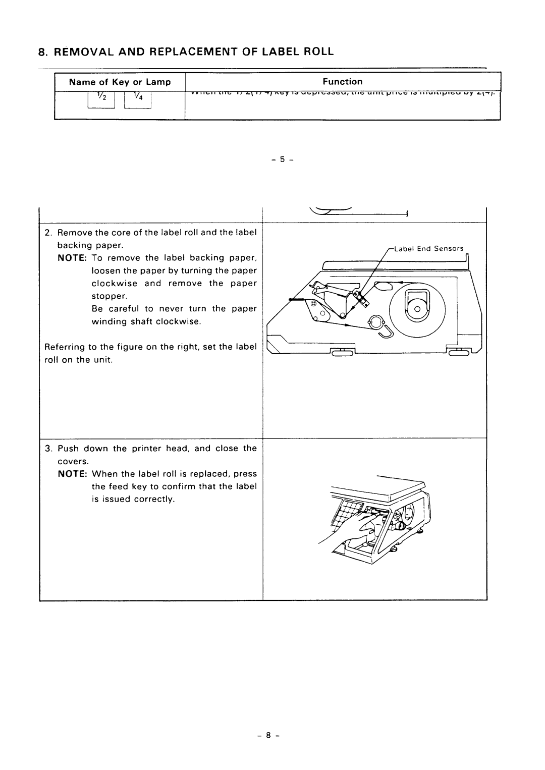 Toshiba SL57 SERIES owner manual Removal Replacement Label Roll 