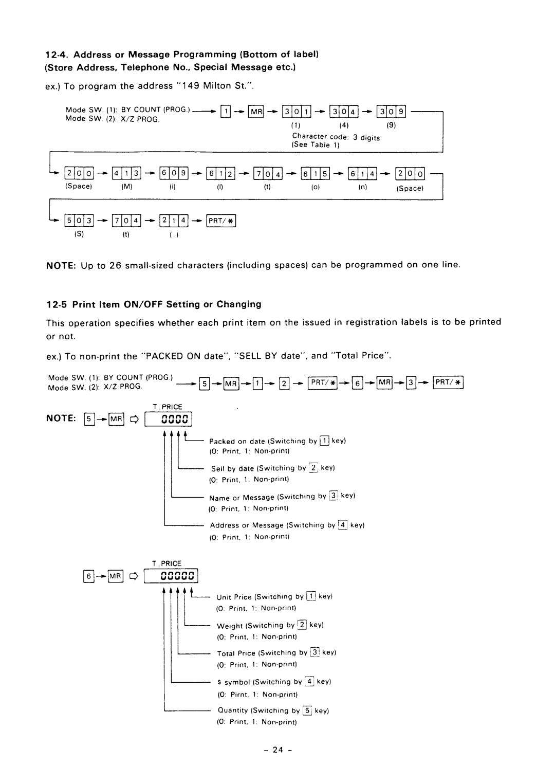 Toshiba SL57 SERIES owner manual Address Message Programming Bottom Label 