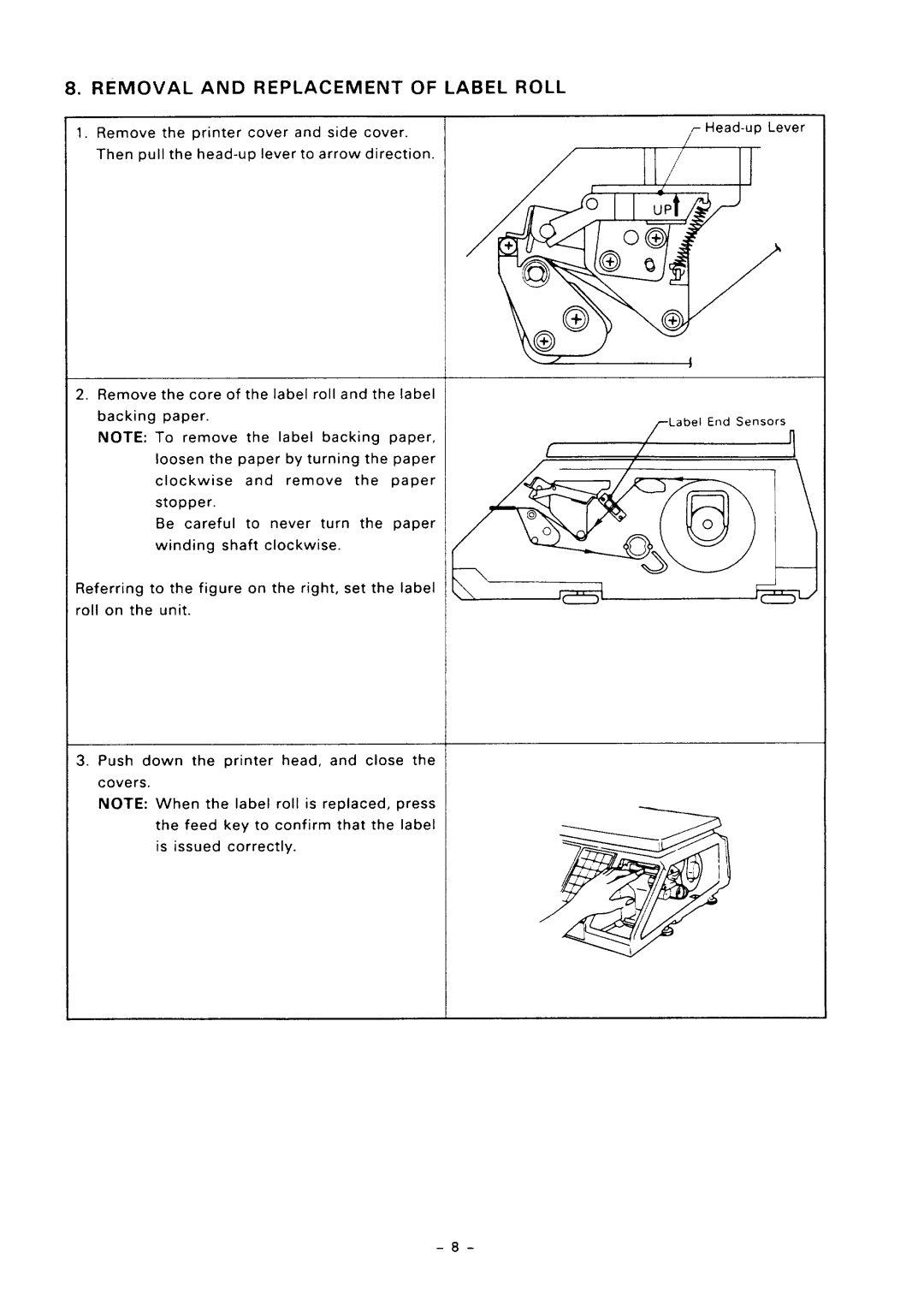 Toshiba SL57 SERIES owner manual Removal, Replacement, Of Label Roll 