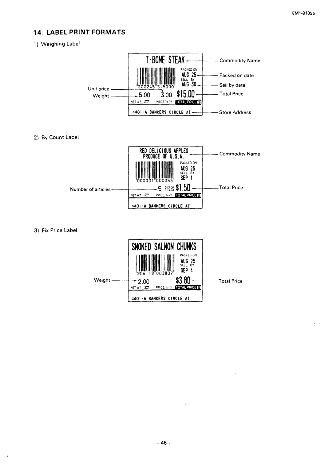 Toshiba EMl-31055, SL66 SERIES manual Label Print Formats, Produceofu.S.A, Sepi 