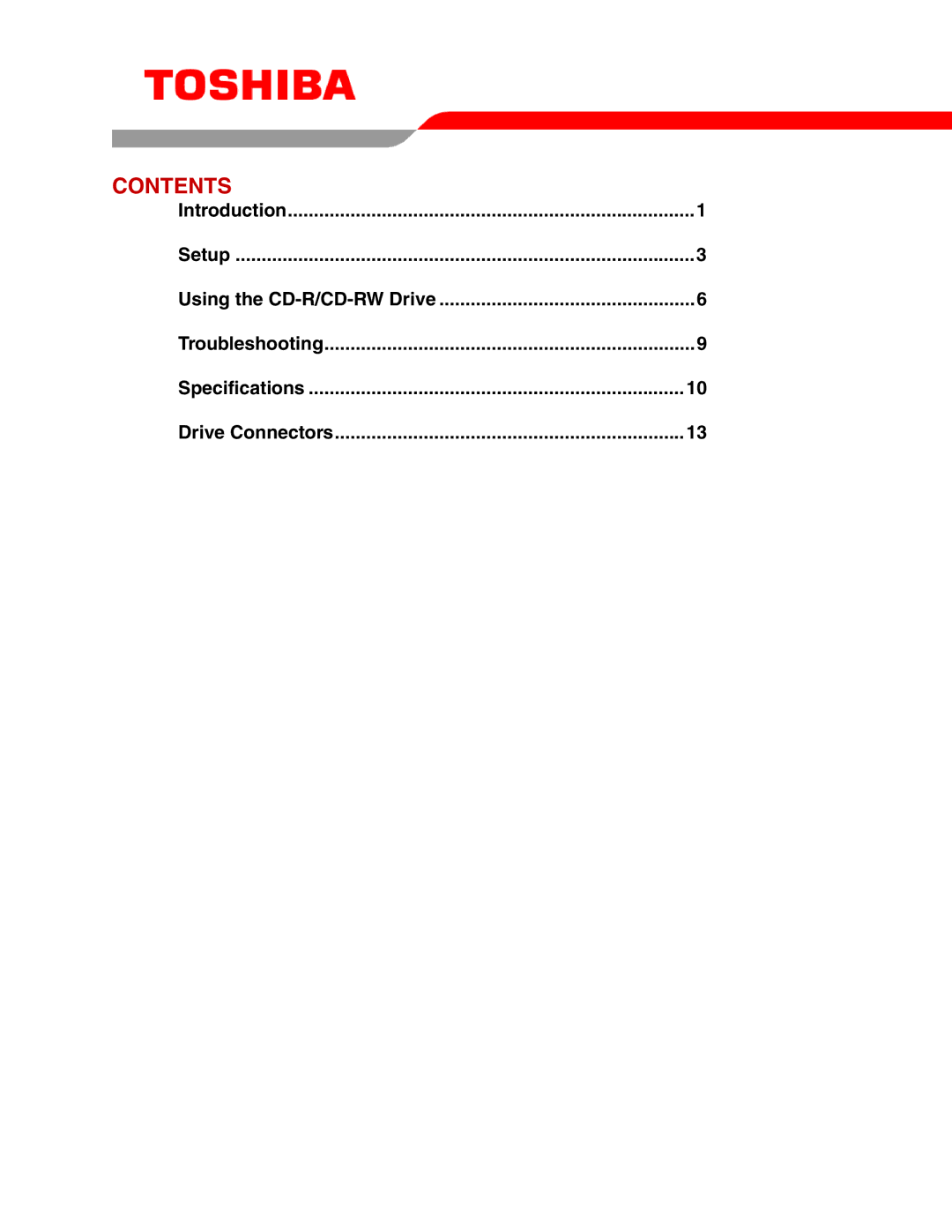 Toshiba SR-M8102 user manual Contents 