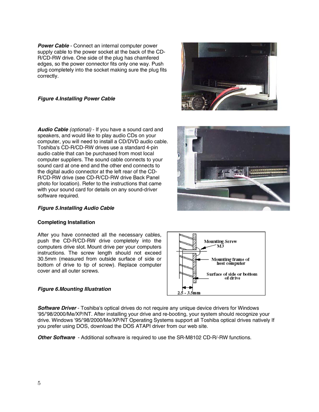 Toshiba SR-M8102 user manual Installing Power Cable, Completing Installation 