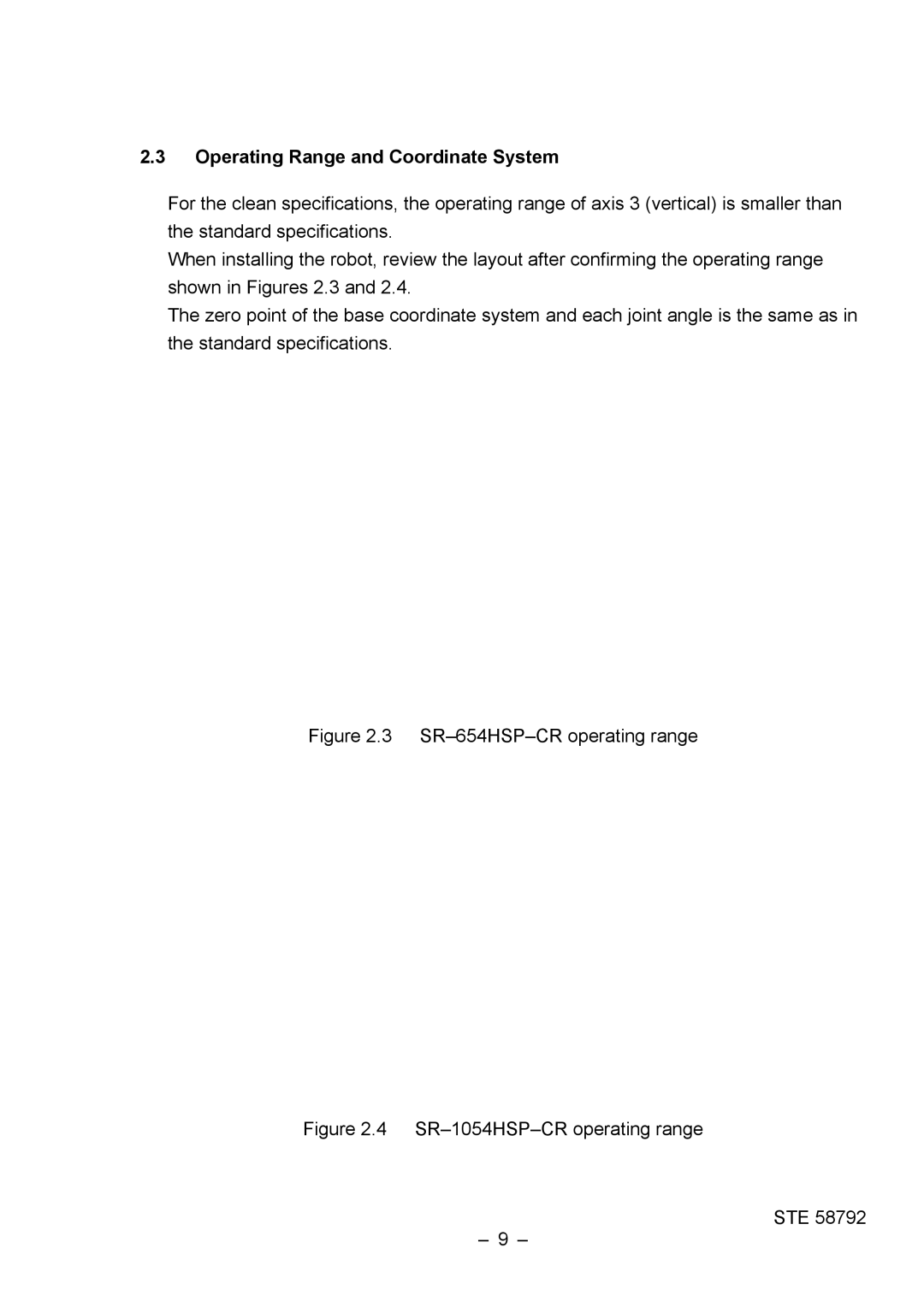 Toshiba SR1054HSPCR instruction manual Operating Range and Coordinate System, SR-654HSP-CR operating range 