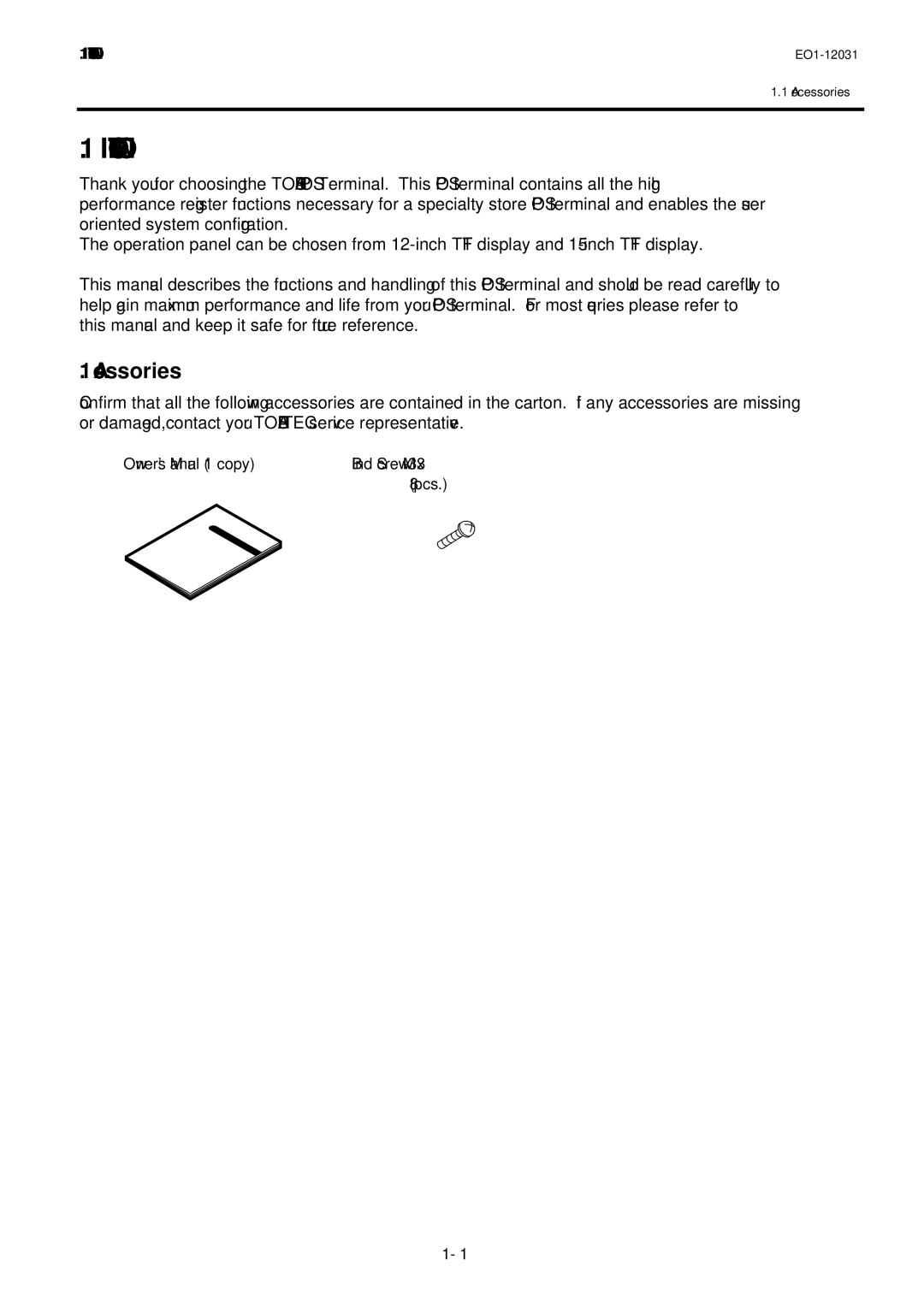 Toshiba ST-71 owner manual Introduction, Accessories 