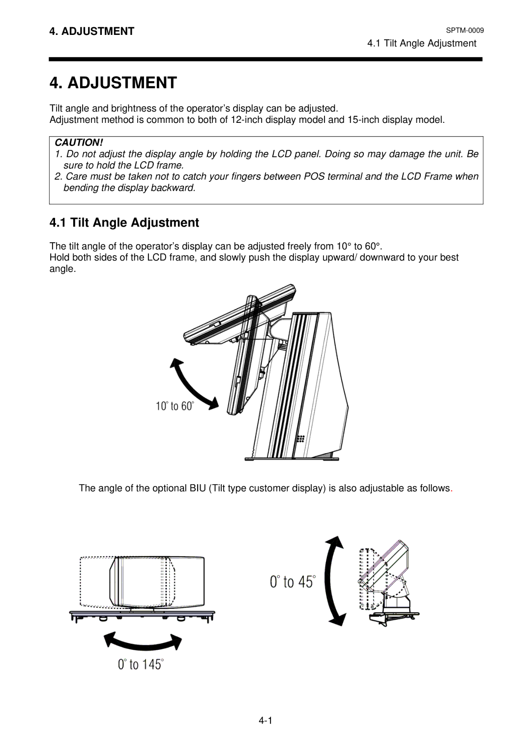 Toshiba ST-A10 owner manual Tilt Angle Adjustment 