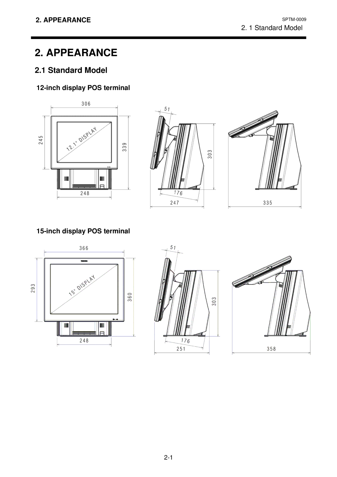 Toshiba ST-A10 owner manual Appearance, Standard Model, Inch display POS terminal 