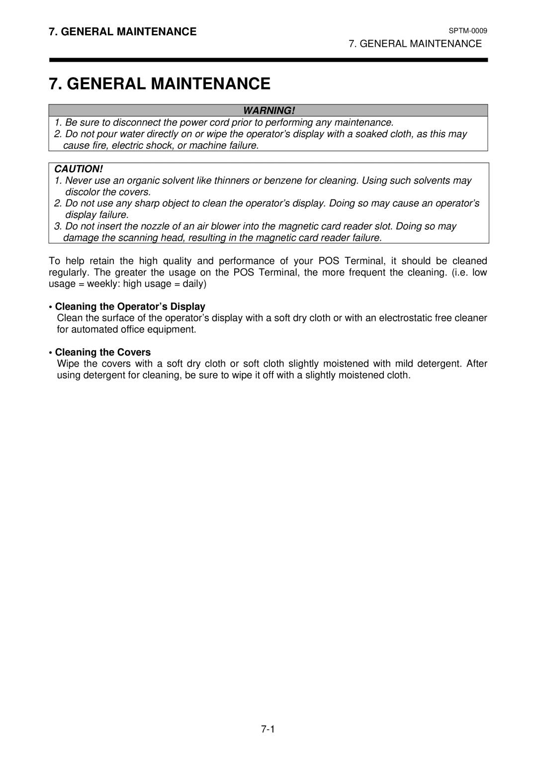 Toshiba ST-A10 owner manual General Maintenance, Cleaning the Operator’s Display, Cleaning the Covers 