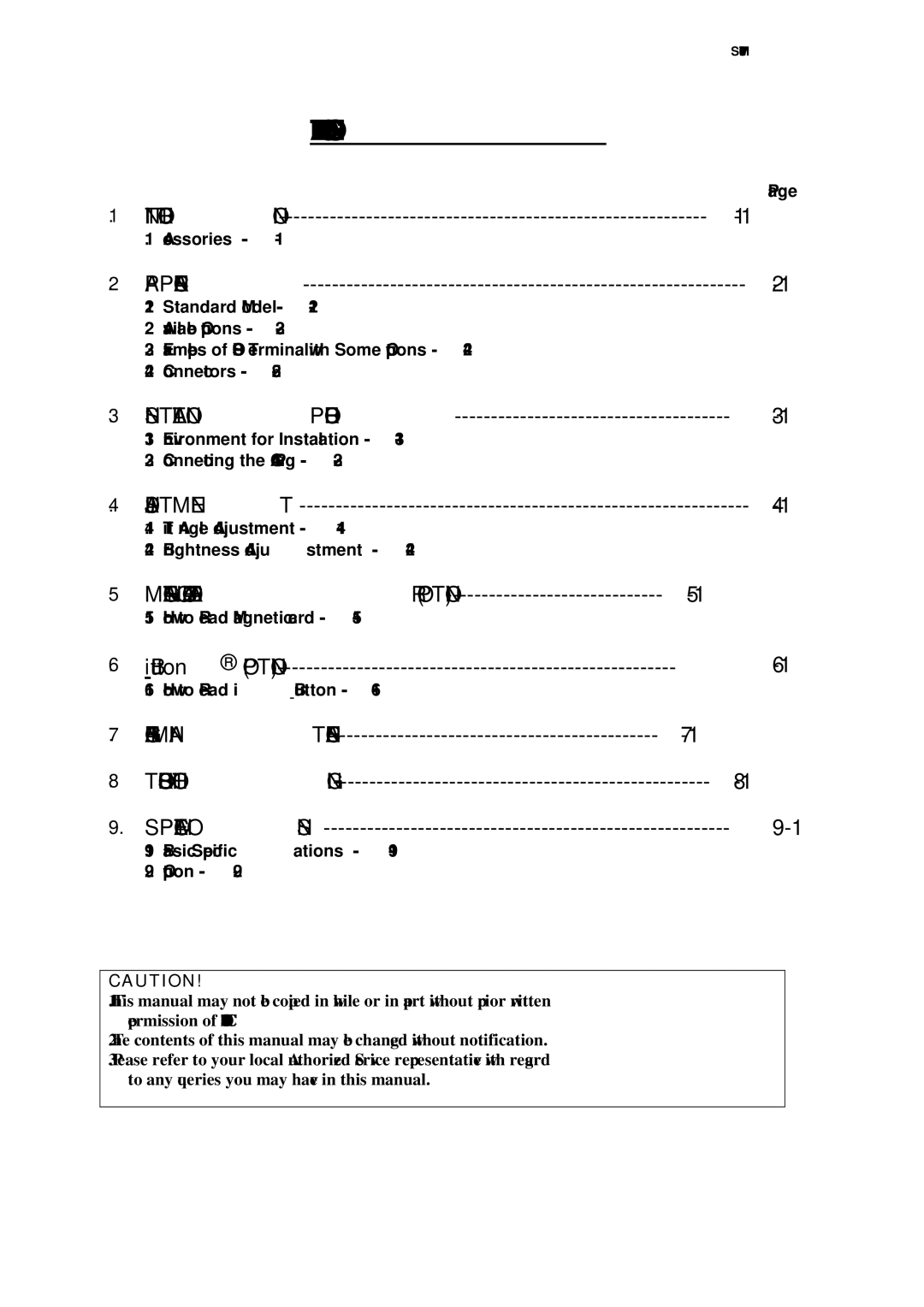 Toshiba ST-A10 owner manual Table of Contents 