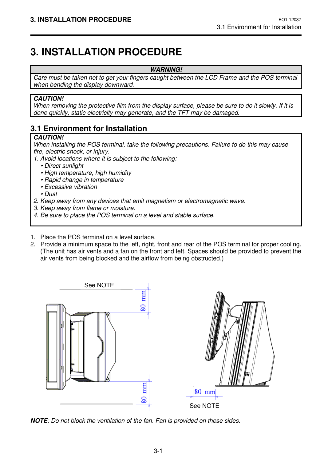 Toshiba ST-A20 SERIES owner manual Installation Procedure, Environment for Installation 