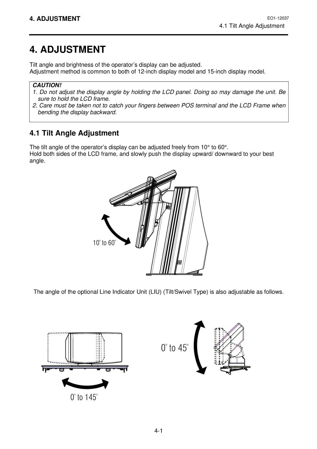 Toshiba ST-A20 SERIES owner manual Tilt Angle Adjustment 