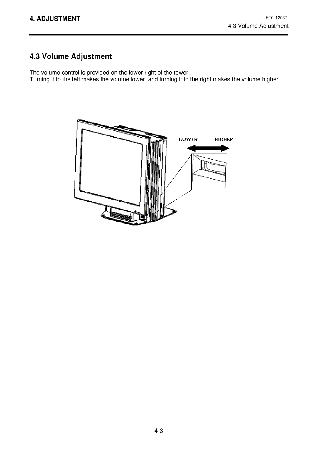 Toshiba ST-A20 SERIES owner manual Volume Adjustment 