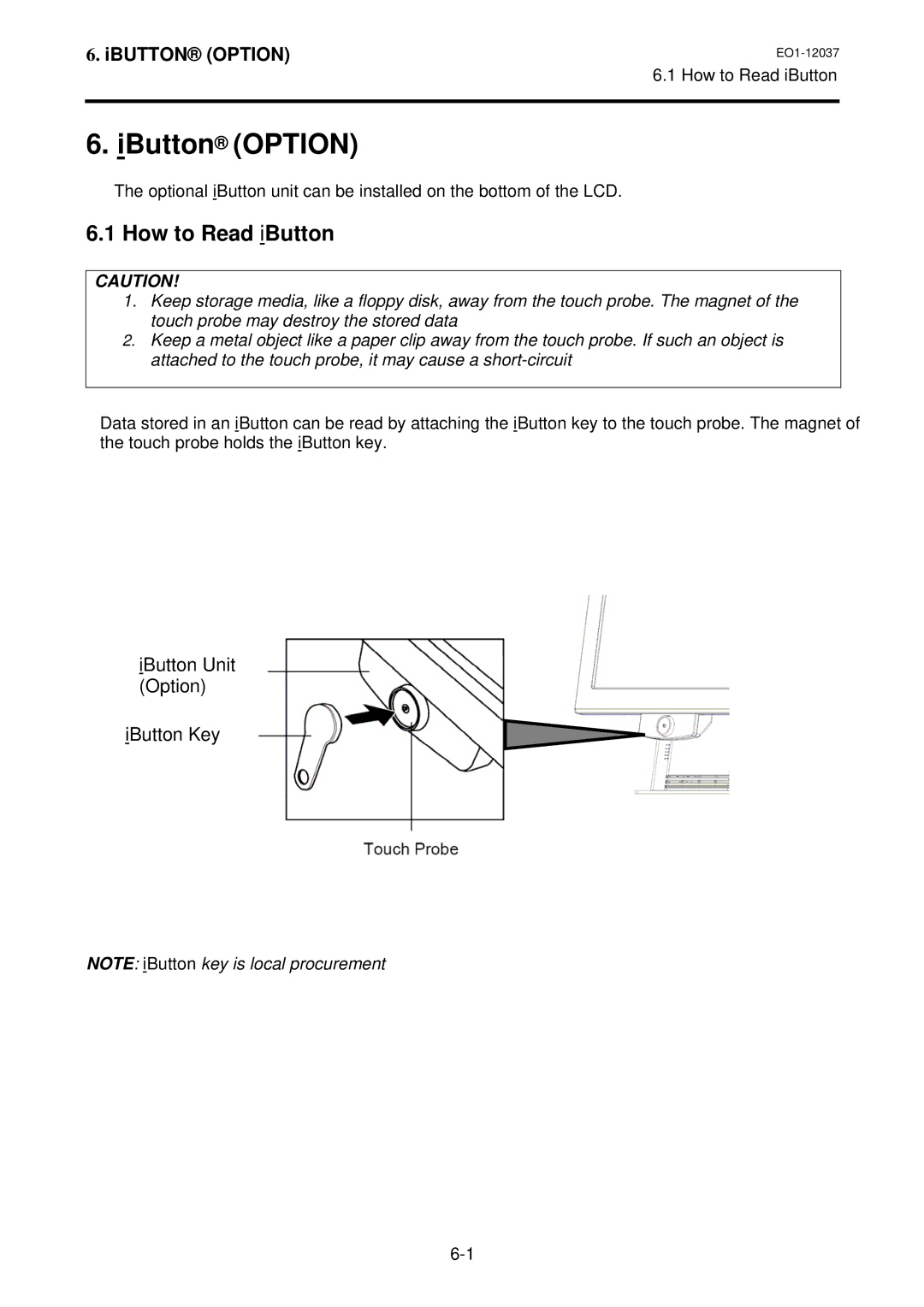 Toshiba ST-A20 SERIES owner manual IButton Option, How to Read iButton 