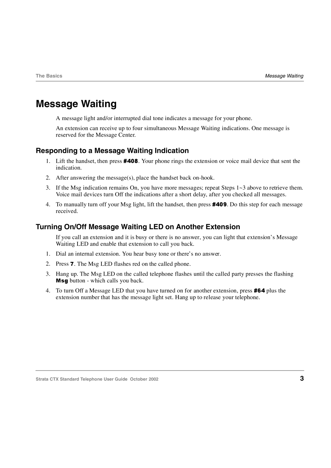 Toshiba Standard Telephone manual Responding to a Message Waiting Indication 