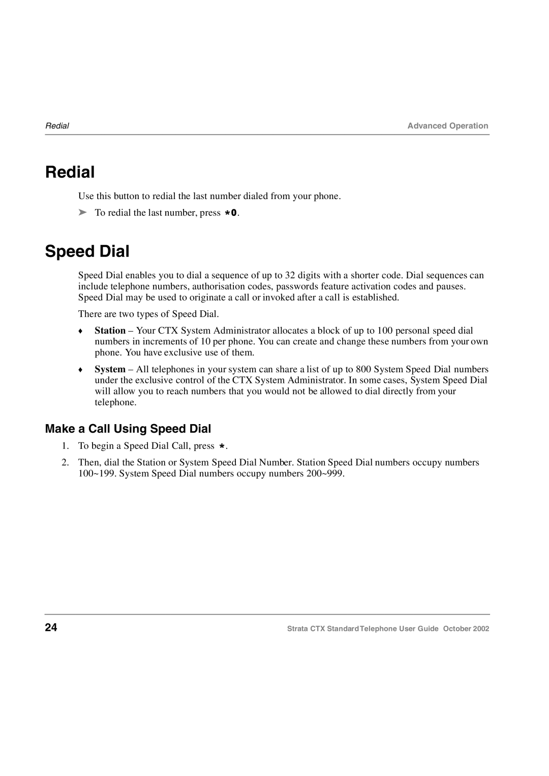 Toshiba Standard Telephone manual Redial 