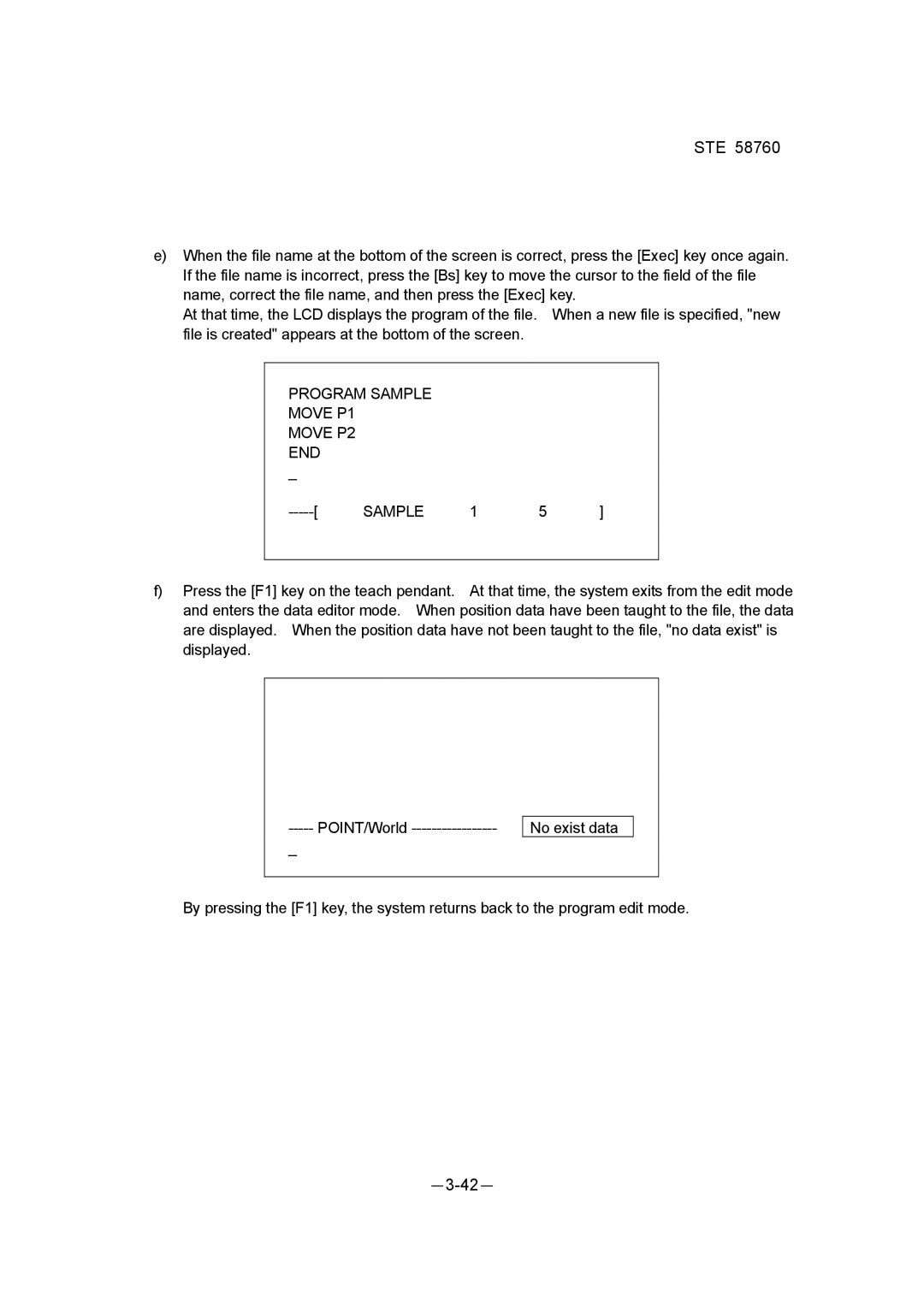 Toshiba STE 58760 instruction manual Program Sample Move P1 Move P2 END 