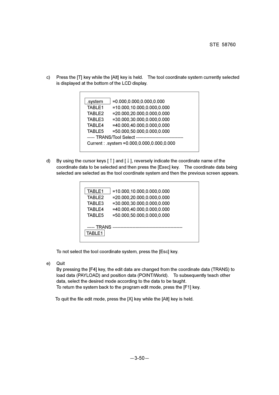 Toshiba STE 58760 instruction manual －3-50－ 