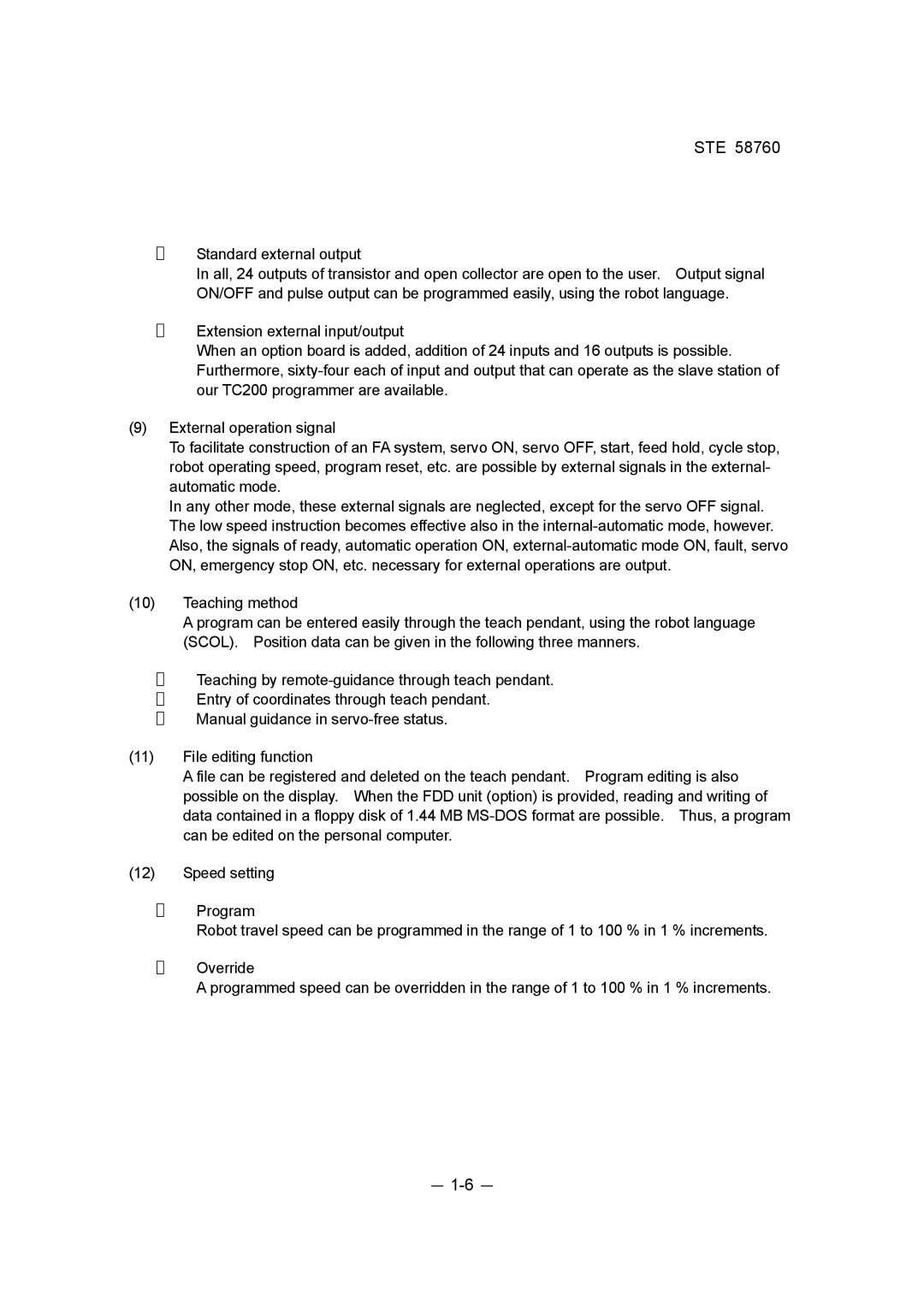 Toshiba STE 58760 instruction manual － 1-6 － 