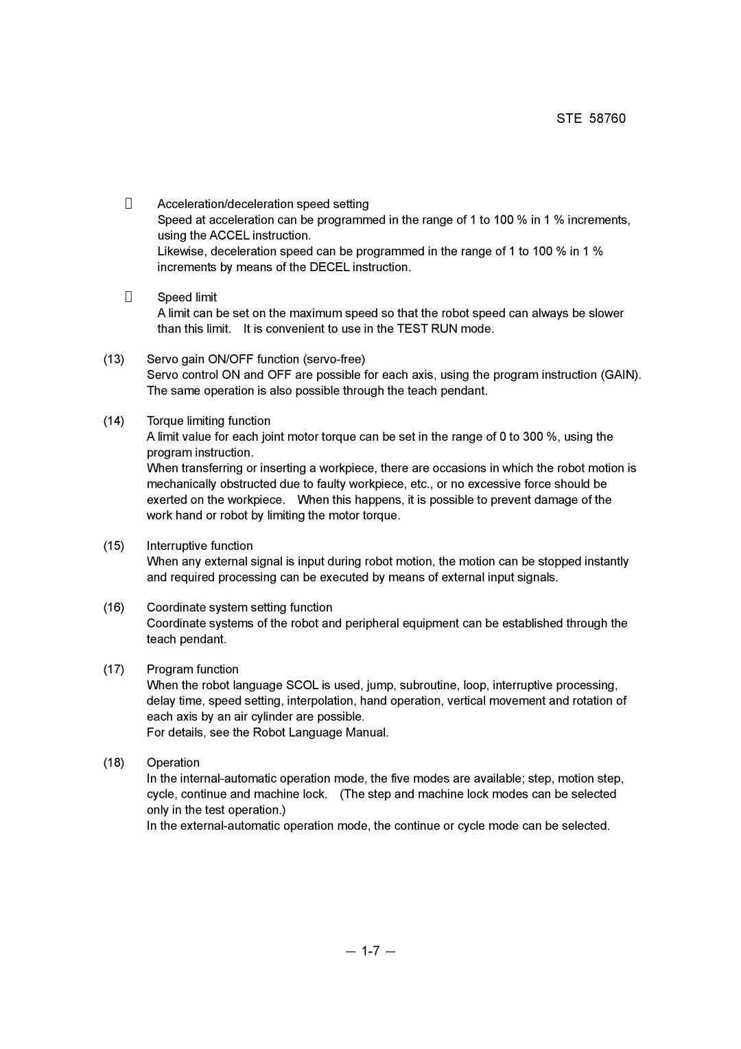 Toshiba STE 58760 instruction manual － 1-7 － 