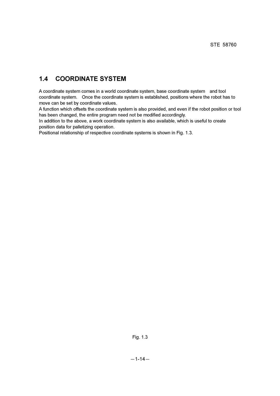 Toshiba STE 58760 instruction manual Coordinate System 