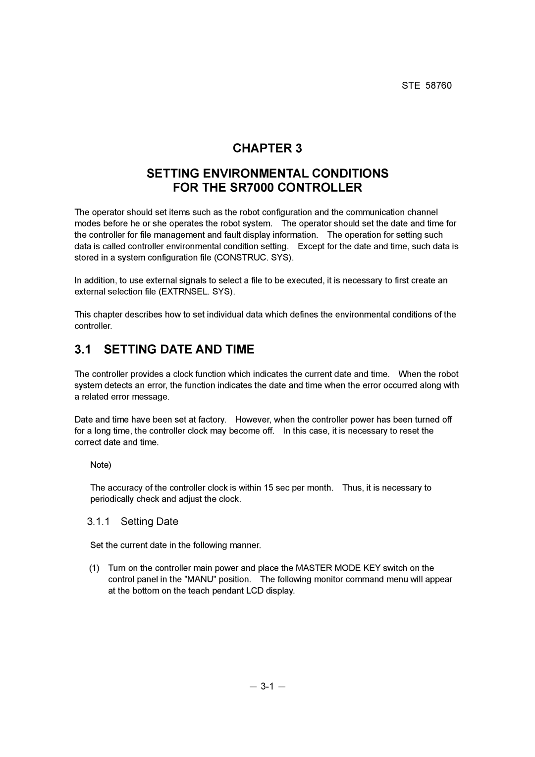 Toshiba STE 58760 instruction manual Setting Date and Time 