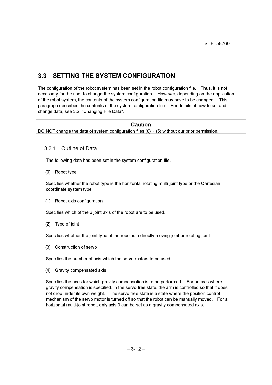 Toshiba STE 58760 instruction manual Setting the System Configuration, Outline of Data 