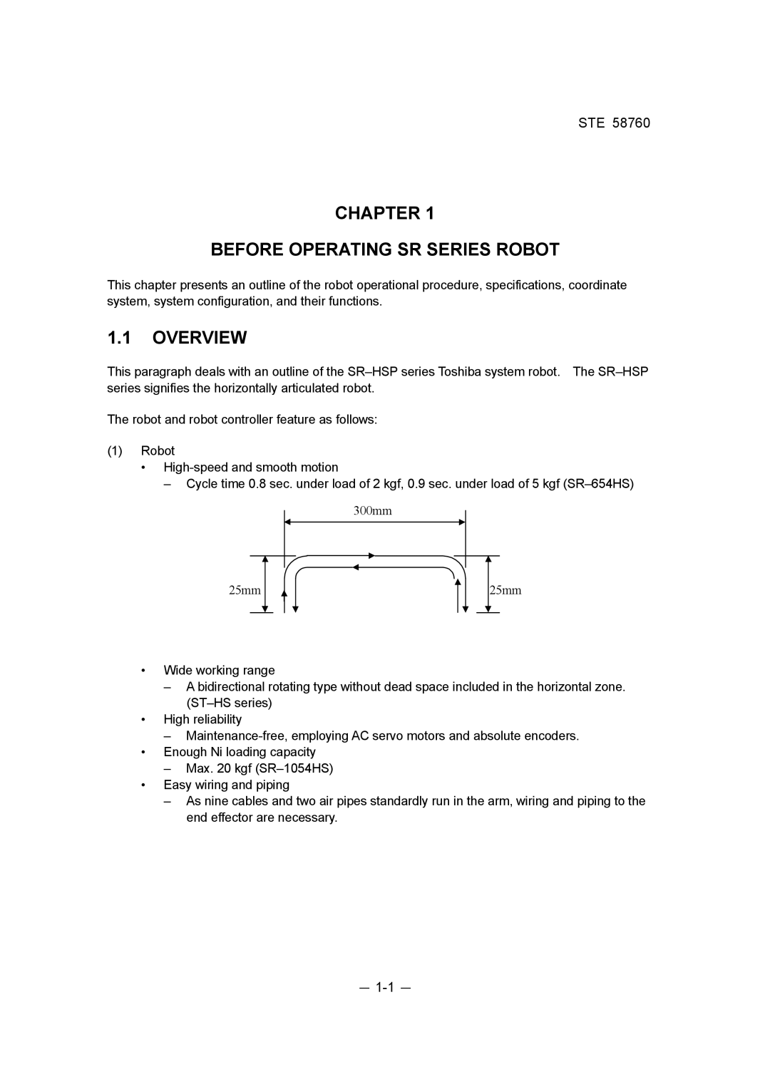 Toshiba STE 58760 instruction manual Chapter Before Operating SR Series Robot, Overview 