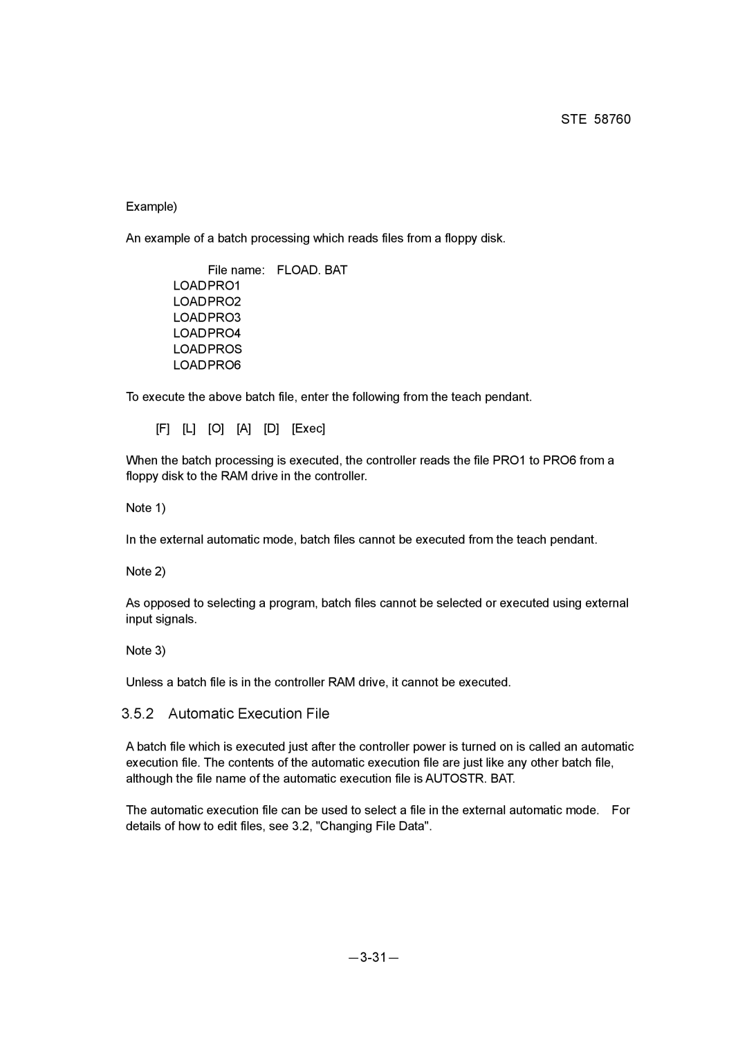 Toshiba STE 58760 instruction manual Automatic Execution File, LOADPRO1 LOADPRO2 LOADPRO3 LOADPRO4 Loadpros LOADPRO6 