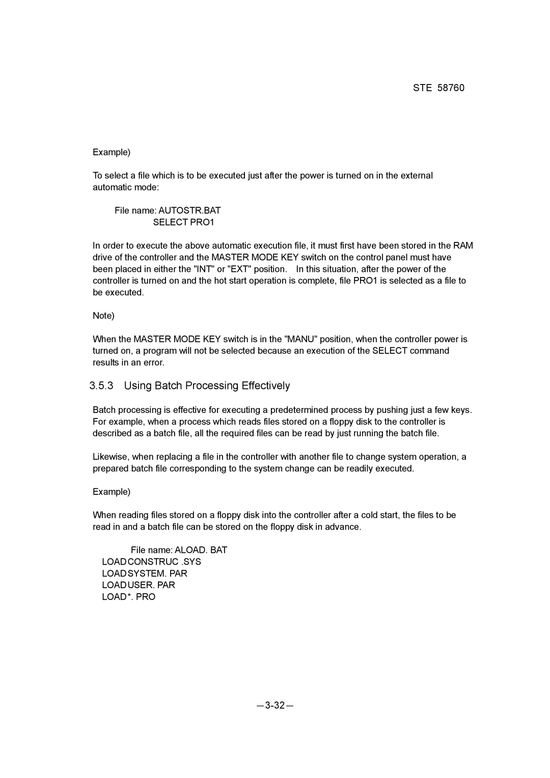 Toshiba STE 58760 instruction manual Using Batch Processing Effectively, Select PRO1 