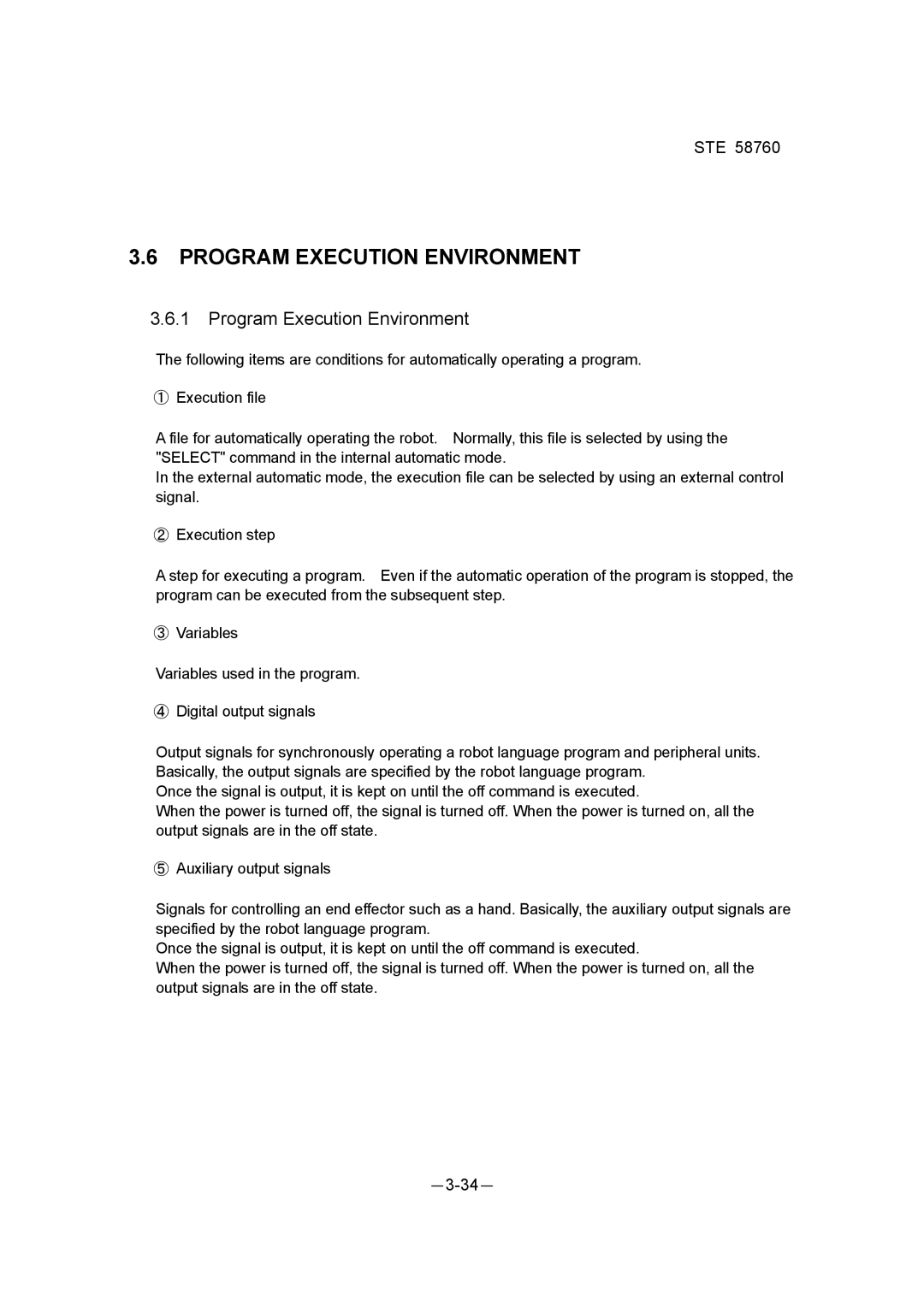 Toshiba STE 58760 instruction manual Program Execution Environment 