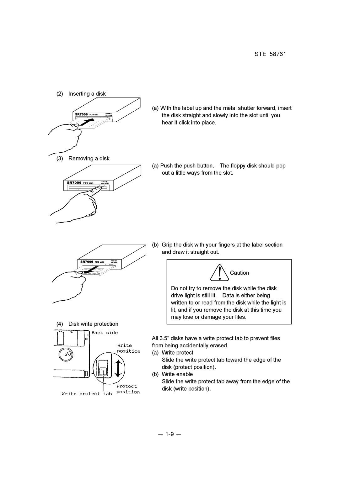 Toshiba ste 58761 instruction manual － 1-9 － 