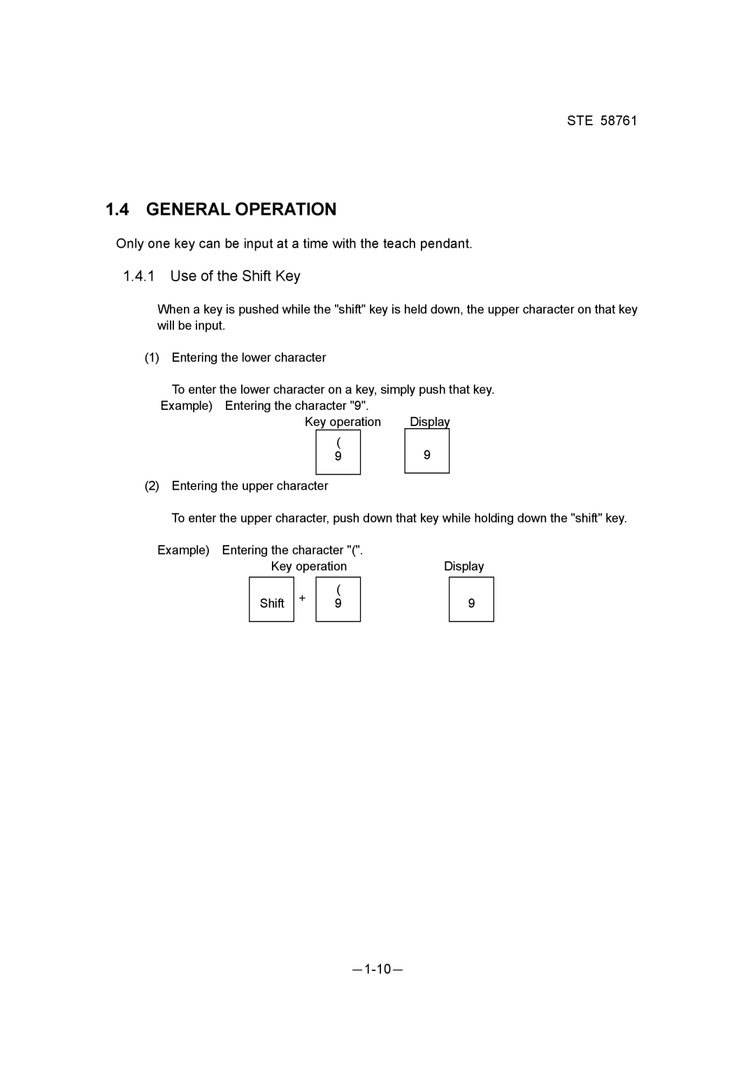 Toshiba ste 58761 instruction manual General Operation, Use of the Shift Key 